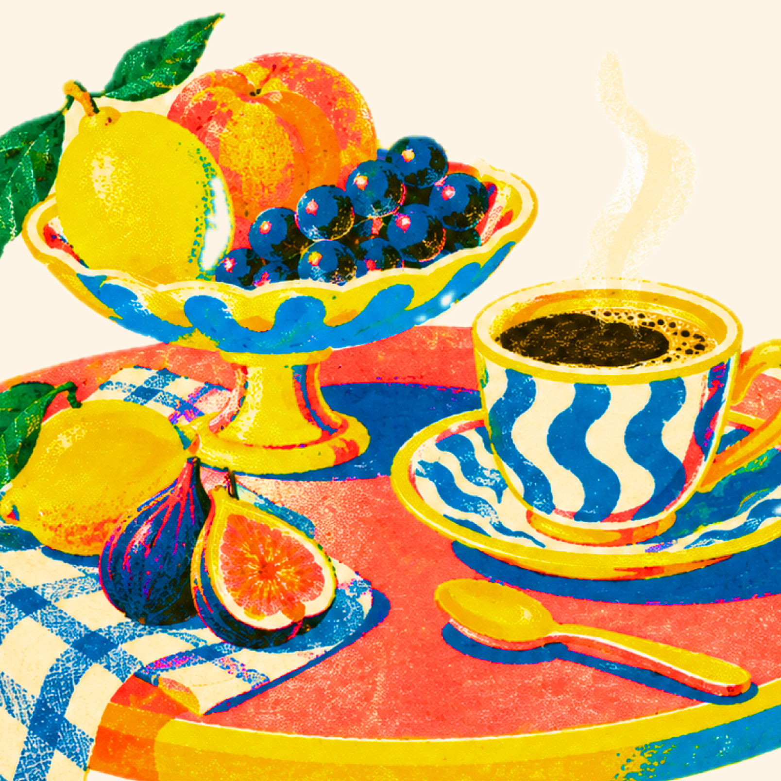 Coffee and fruit illustration